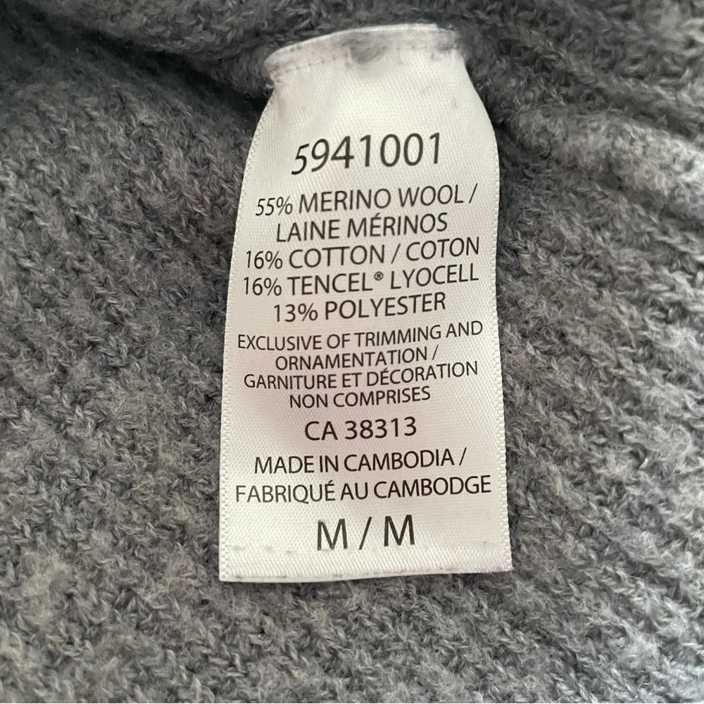 Sweater Grey Merino Wool blend V-Neck-Size M - Picture 6 of 6